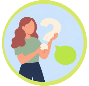 Illustration of a woman holding a question mark