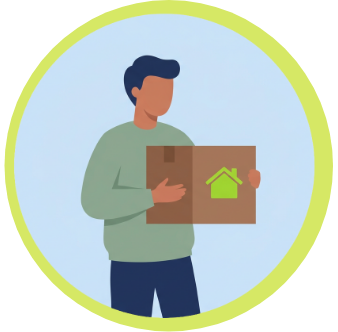 Illustration of man holding a moving box