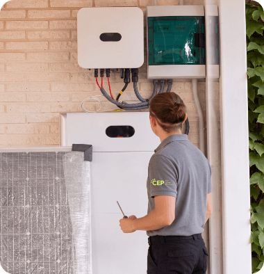 CEP employee checking the battery storage
