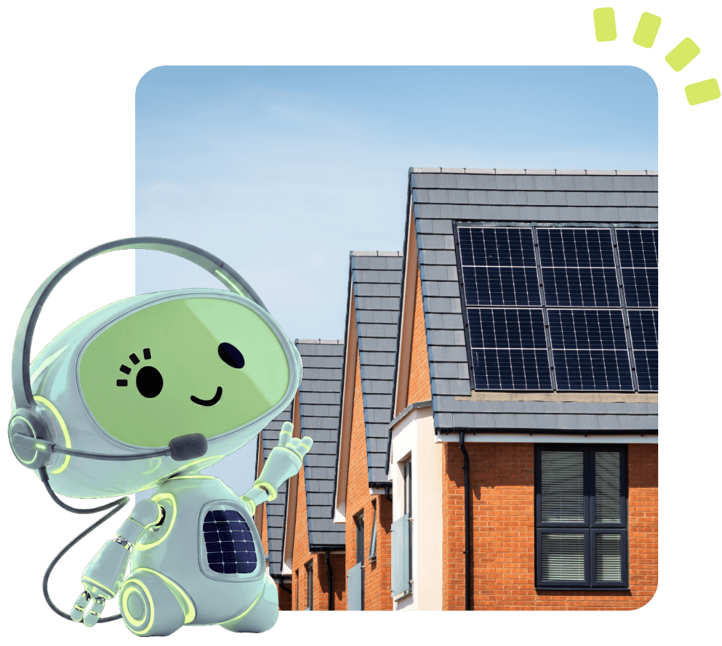 Illustration of Robot pointing to houses